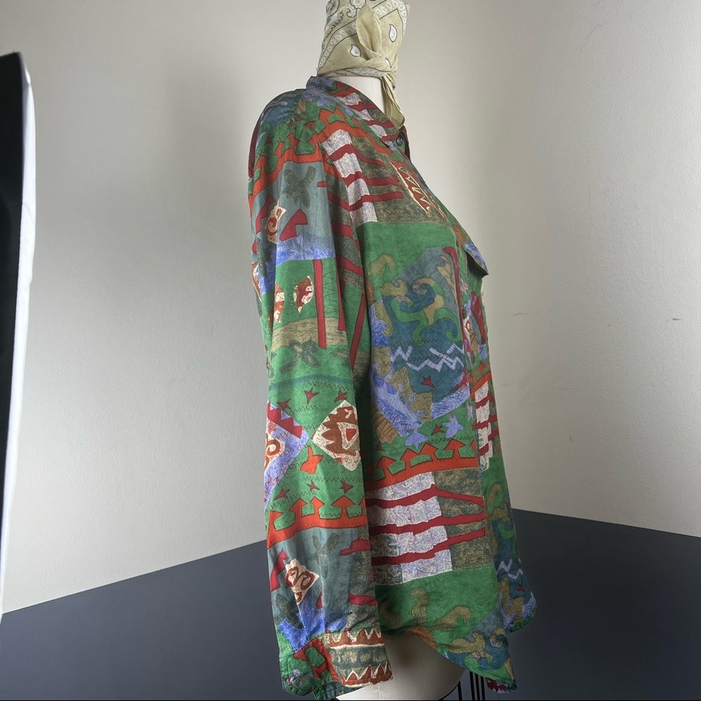 Vintage silk long sleeve shirt - Picture 2 of 5